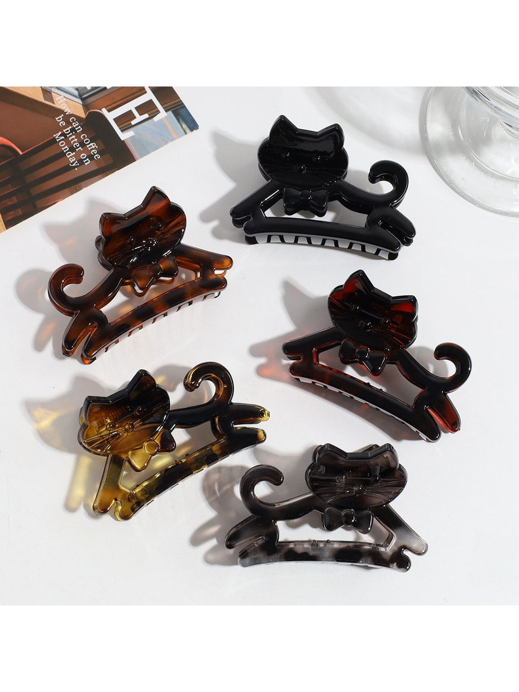 Beau - Glossy Cat Shape Acrylic Alloy Hair Claw Clip