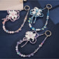 Keypus - Sculpted Iris Flower Beaded Bag Charm Keychain