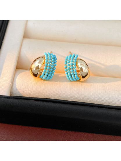 Earedge - Geometric C Shape Vintage Style Stud Earrings