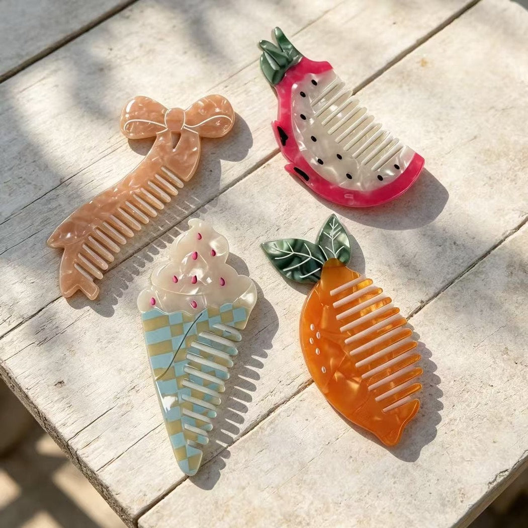 Camerow - Cute Acetate Animal and Food Hair Comb