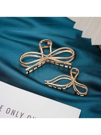 Beau - Bow Detail Geometric Metal Claw Hair Clip