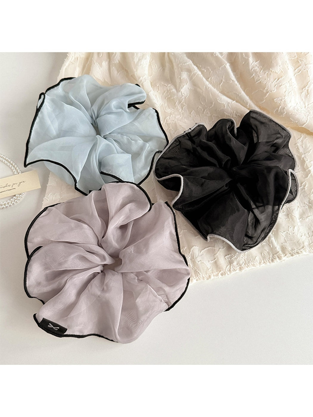 Gifty - Ruffled Polyester Mesh Organza Scrunchie