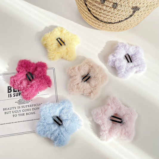 Beau - Plush Openwork Star Shape Hair Clip Set