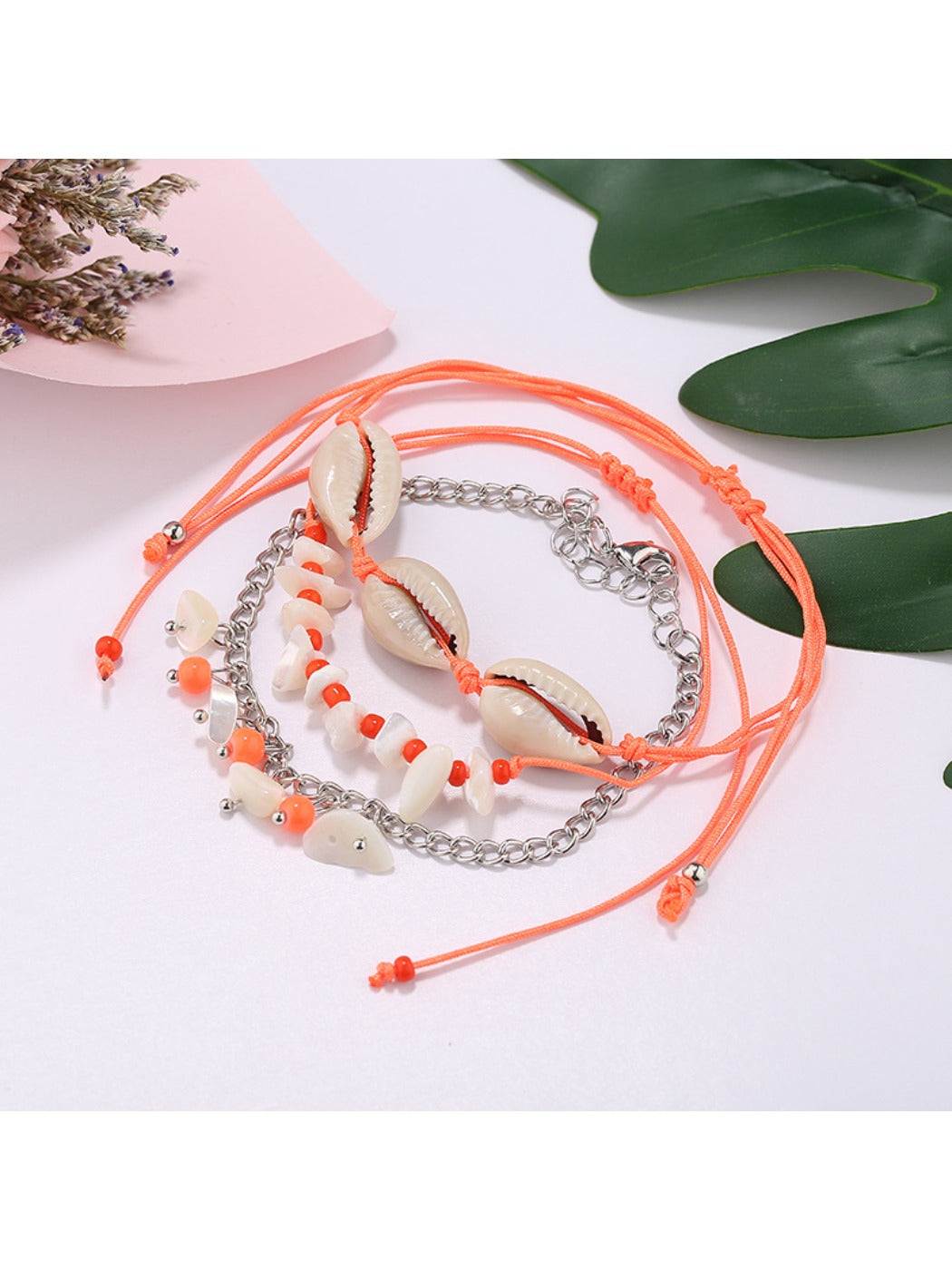 Side view of Lovra beach bracelet showing bead details and silver clasp