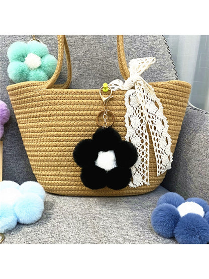 Keypus - Flower Pompom Bag Charm Keychain