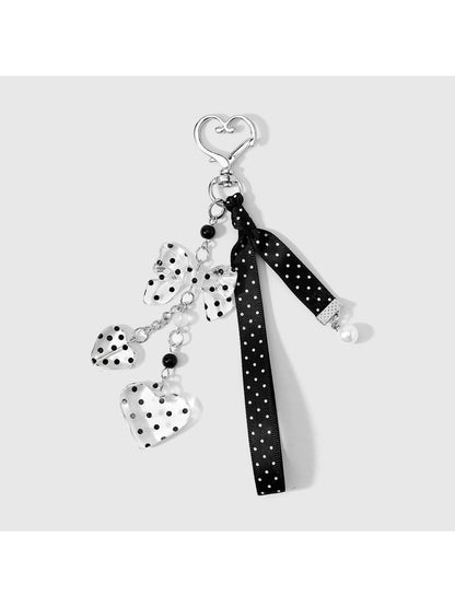 Keypus - Y2K Polka Dot Bow Heart Charm Keychain
