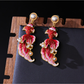 Earedge - Vintage Goldfish Enamel Dangle Earrings