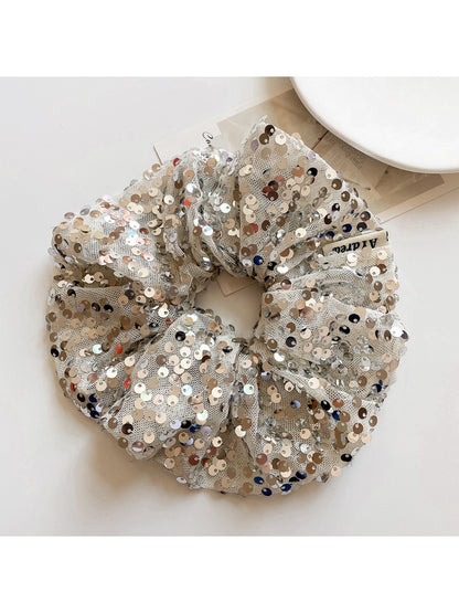 Gifty - Black Silver Sequin Scrunchies