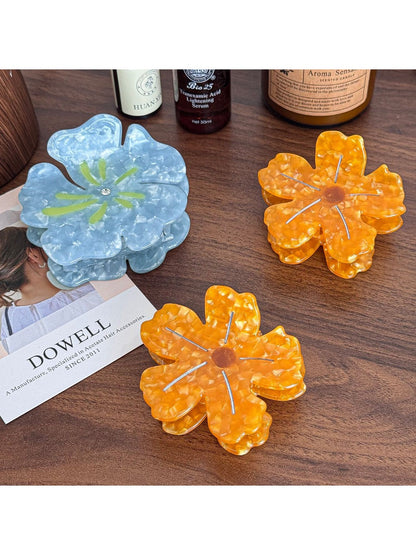 Beau - Large Acetate Flower Hair Clip High Ponytail