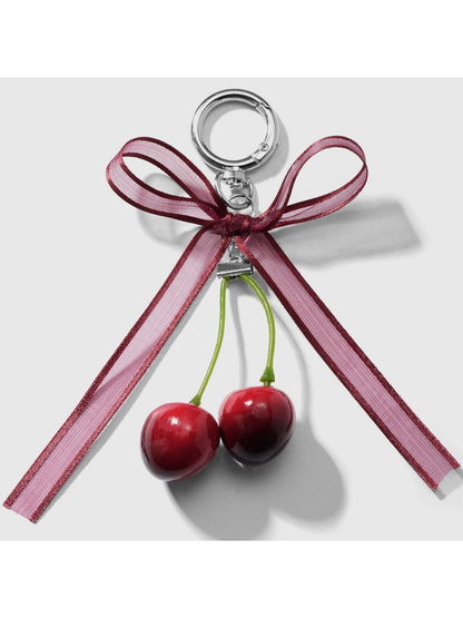 Keypus - Y2K Lace Bow Cherry Bag Charm Keychain