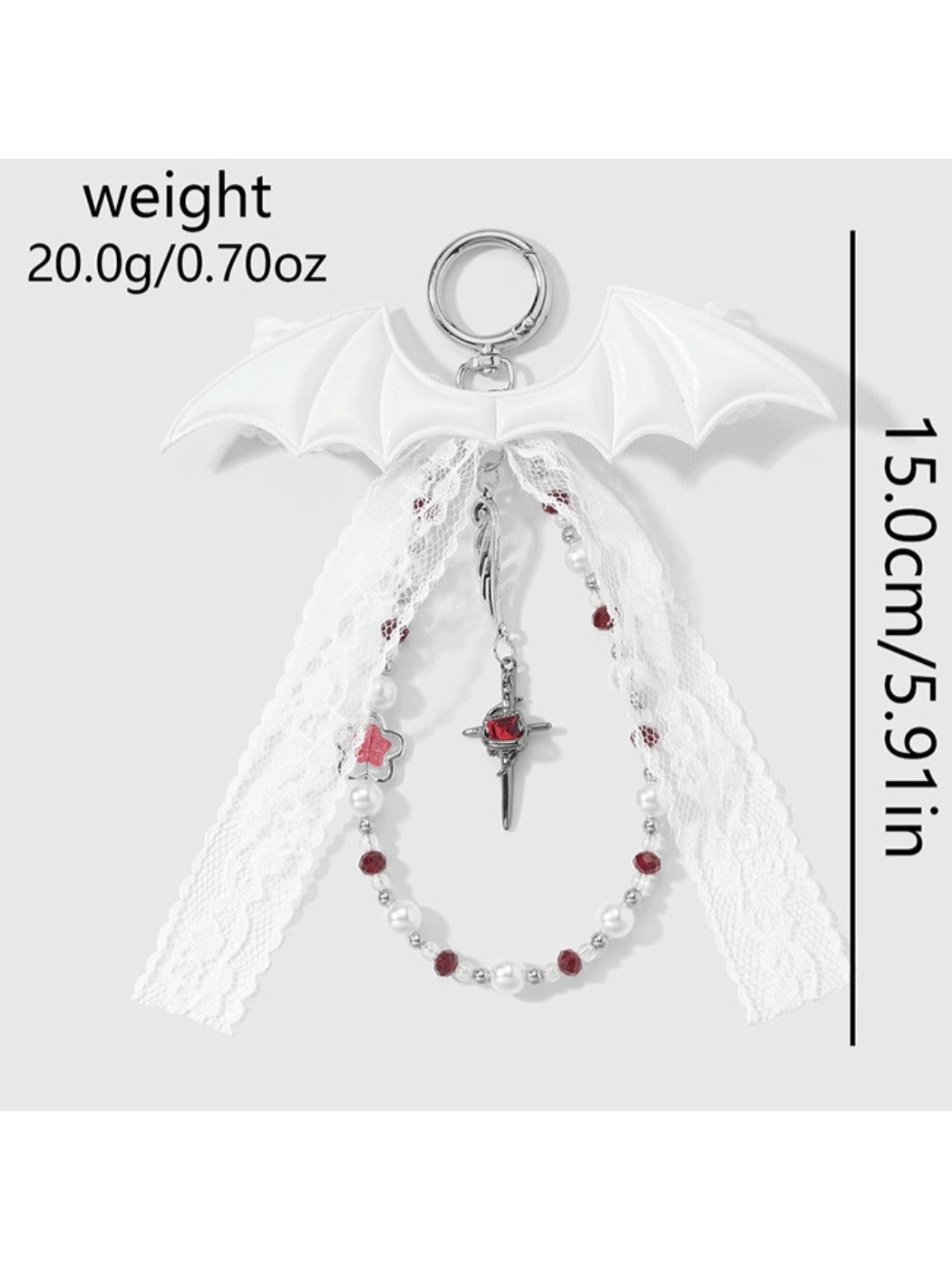 Keypus - Y2K Lace Bow Bat Shape Bag Charm Keychain