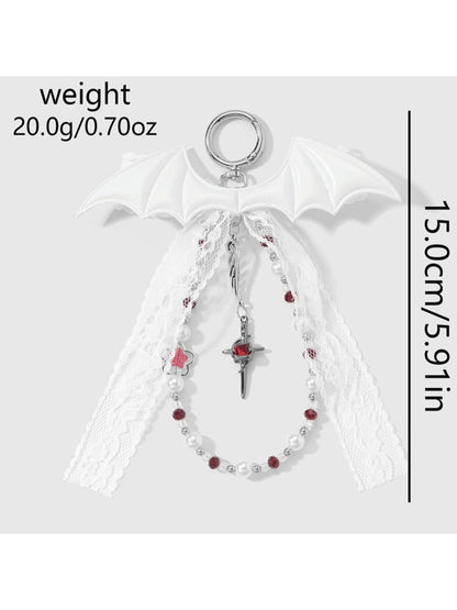 Keypus - Y2K Lace Bow Bat Shape Bag Charm Keychain