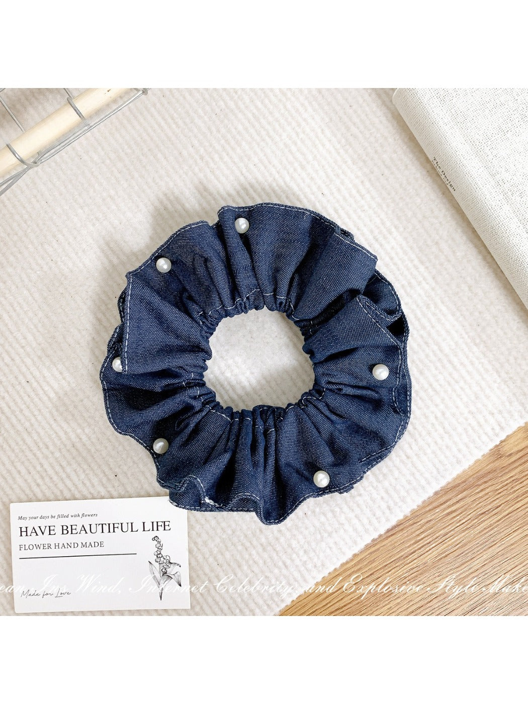 Gifty - Denim Blue Fabric Hair Tie