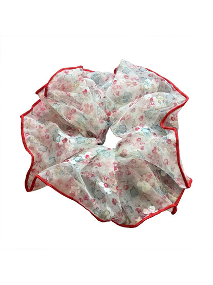 Gifty - Lace Mesh Scrunchie Oversized Floral Hair Tie