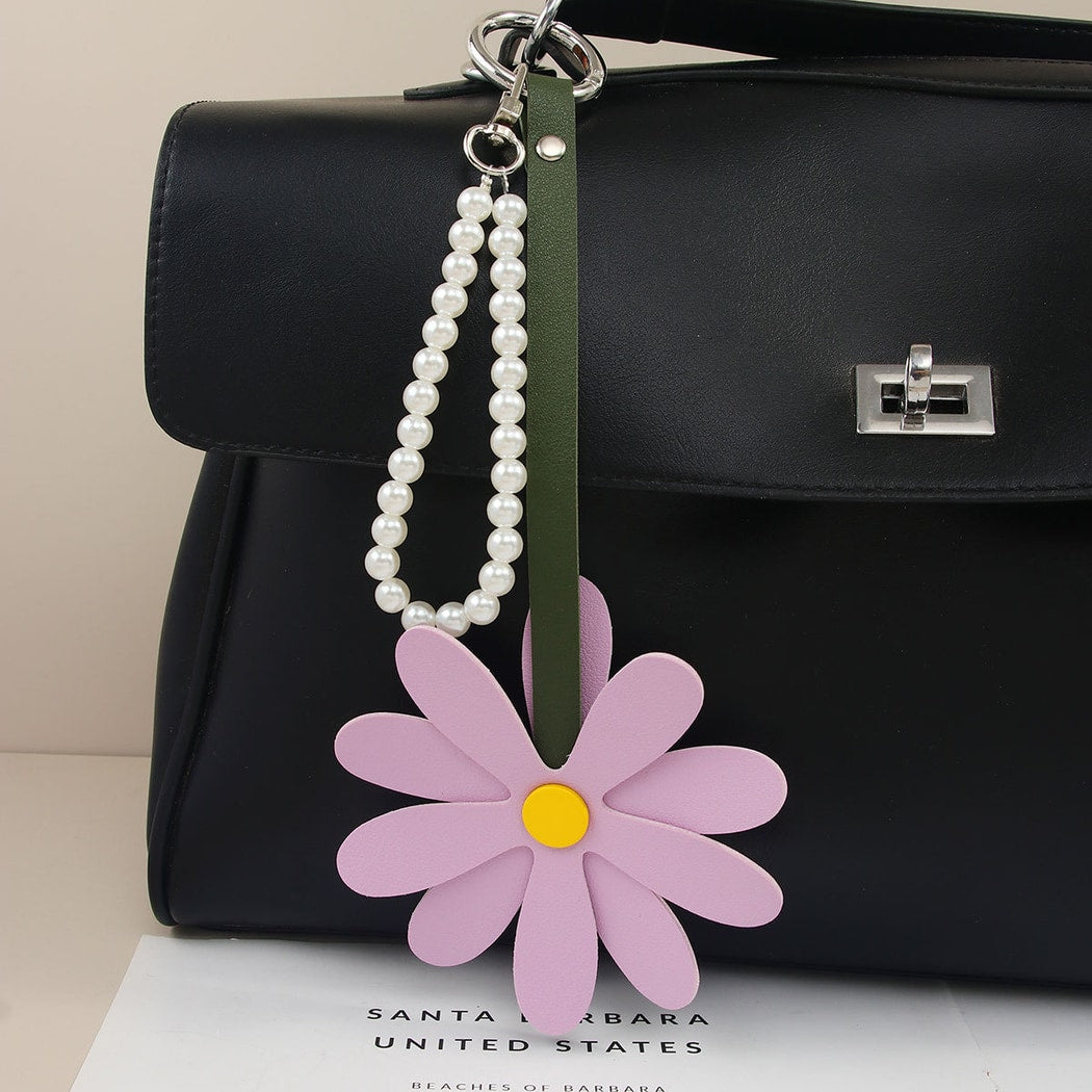 Keypus - Daisy Flower PU Keyring Bag Charm Keychain