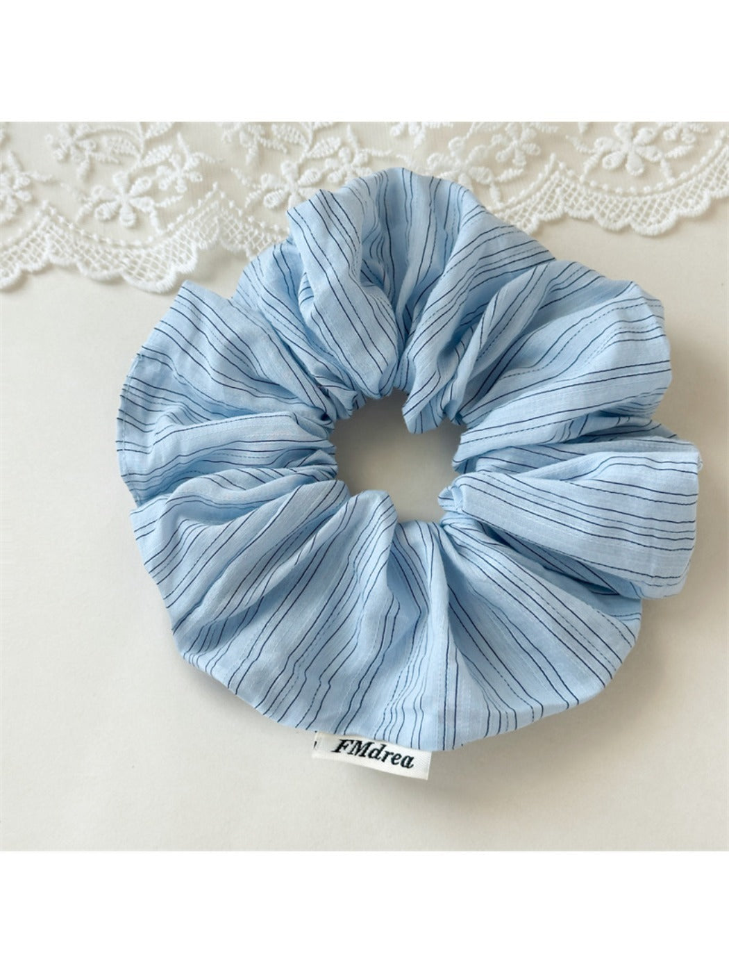Gifty - Trendy Blue and White Striped Scrunchie