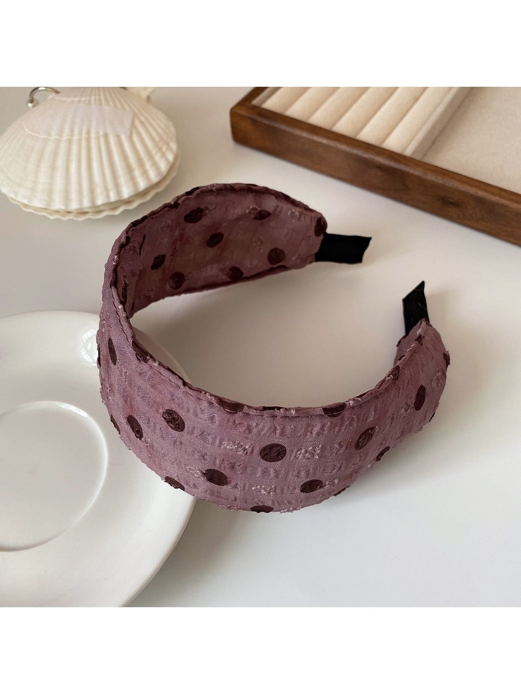Polka dot ruffled scrunchie and headband packaged for gifting