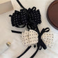 Beau - Heart Print Layered Bow Ribbon Banana Clip