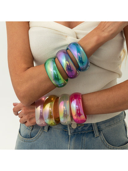 Side view of Lovra colorful bangle bracelet highlighting vibrant colors