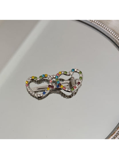 Beau - Rhinestone Eyeglasses Shape Alloy Hair Clip