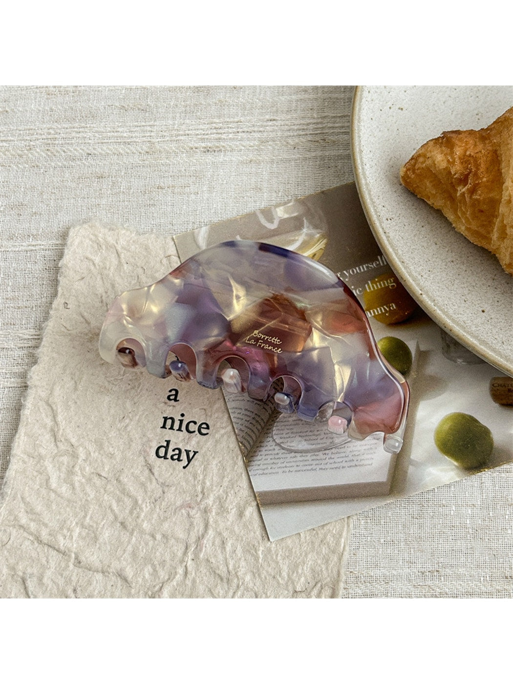 Beau - Acetate Half Circle Fan Shape Claw Clip