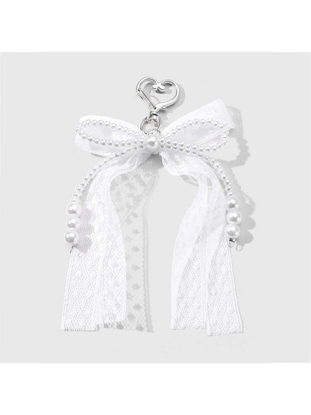 Keypus - Y2K Style Lace Bow Heart Keychain Bag Charm