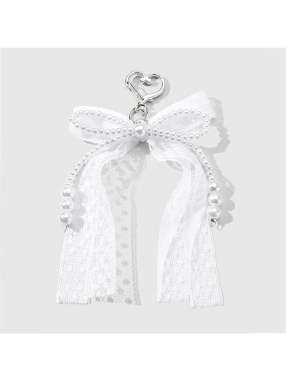 Keypus - Y2K Style Lace Bow Heart Keychain Bag Charm