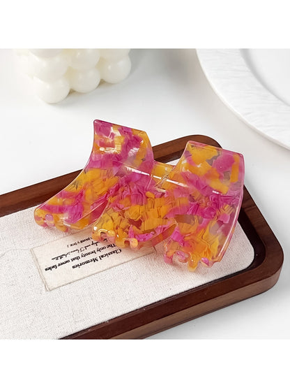 Beau - Glossy Marbled Acetate M Shape Claw Clip