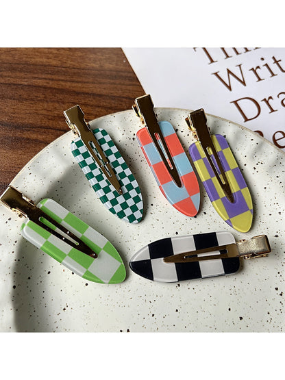 Beau - Geometric Checker Acetate Side Hair Clip