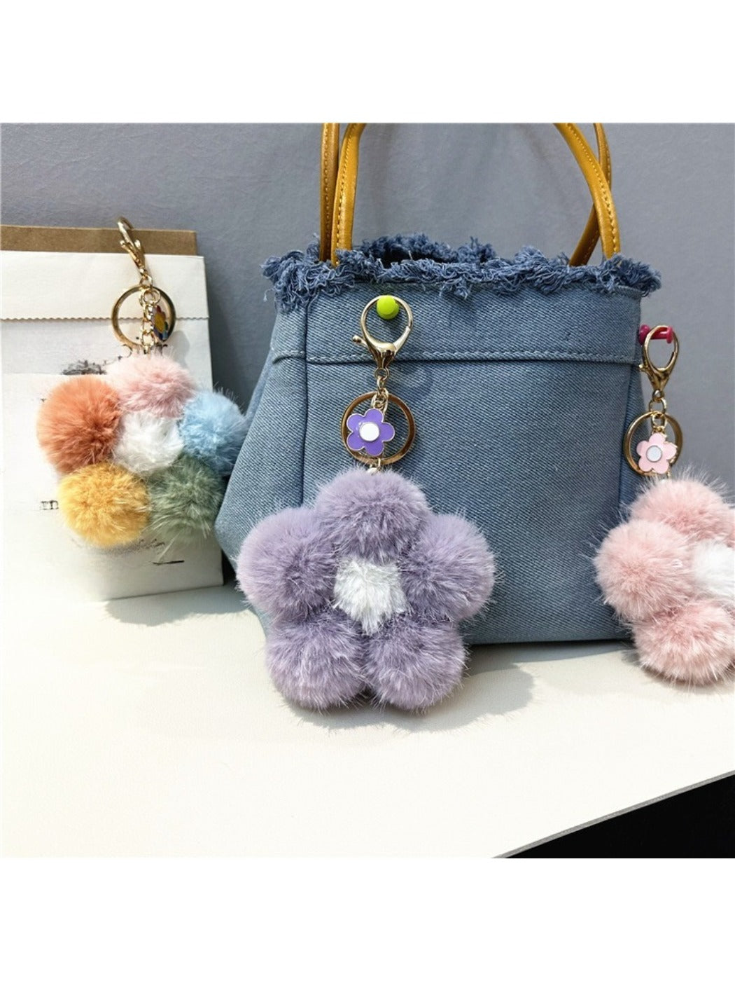 Keypus - Colorful Plush Flower Bag Charm Keychain