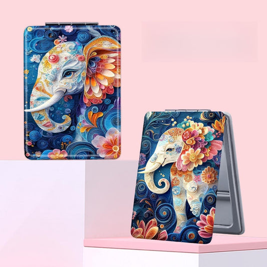 Mirroray - Foldable Elephant Print Handheld Makeup Mirror