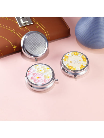 Mirroray - Floral Pattern Three Compartment Portable Mirror