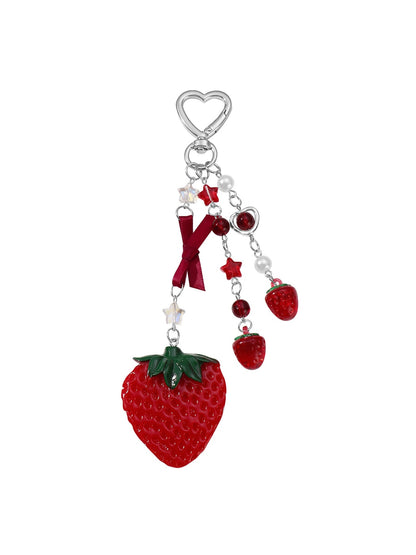 Keypus - Y2K Strawberry Bow Acrylic Bag Charm Keychain