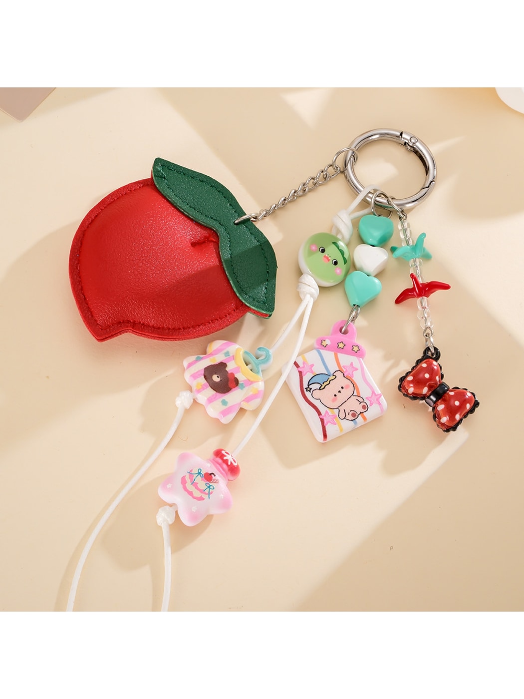 Keypus - Cartoon Peach Faux Leather Bag Charm Keychain