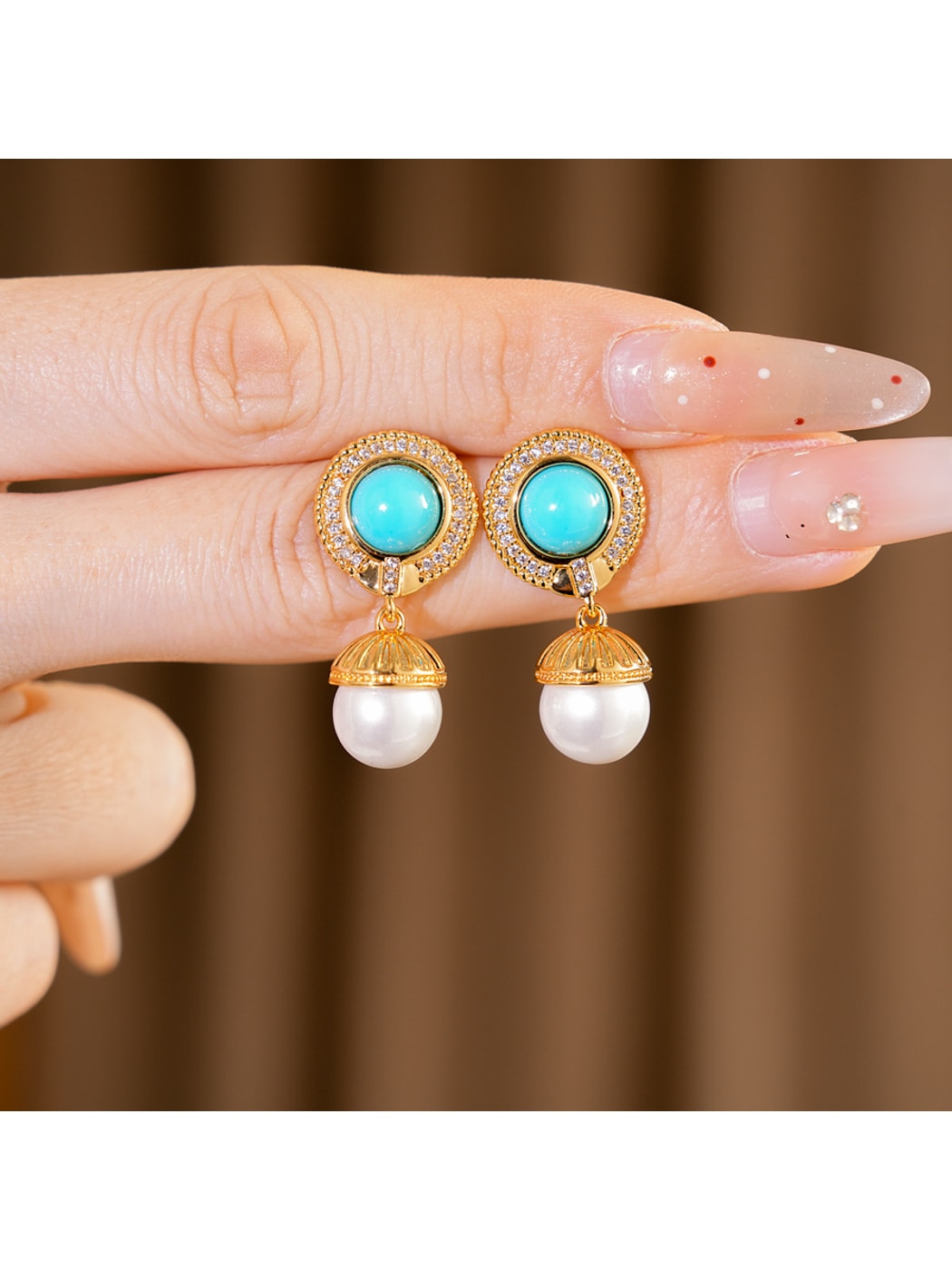 Earedge - Retro Geometric Bead Drop Stud Earrings