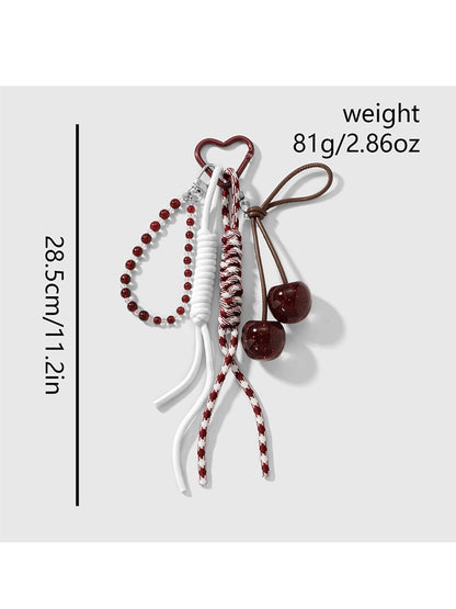 Keypus - Glitter Fruit Charm Woven Cord Decorative Keychain