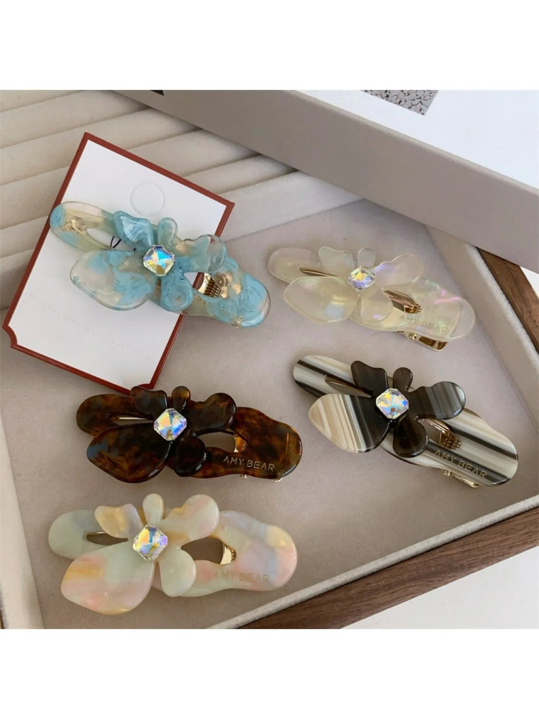 Beau - Sparkling Rhinestone Flower Hair Clips