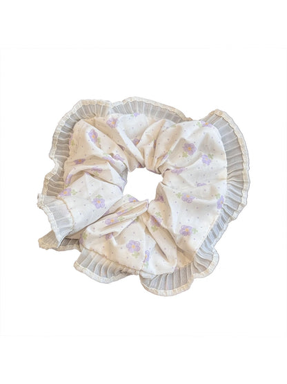 Gifty - Lace Trim Floral Scrunchie Sweet Bow