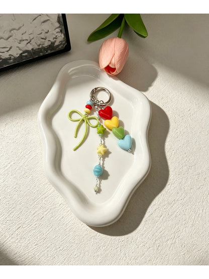 Keypus - Acrylic Heart and Bow Charm Chain Keychain