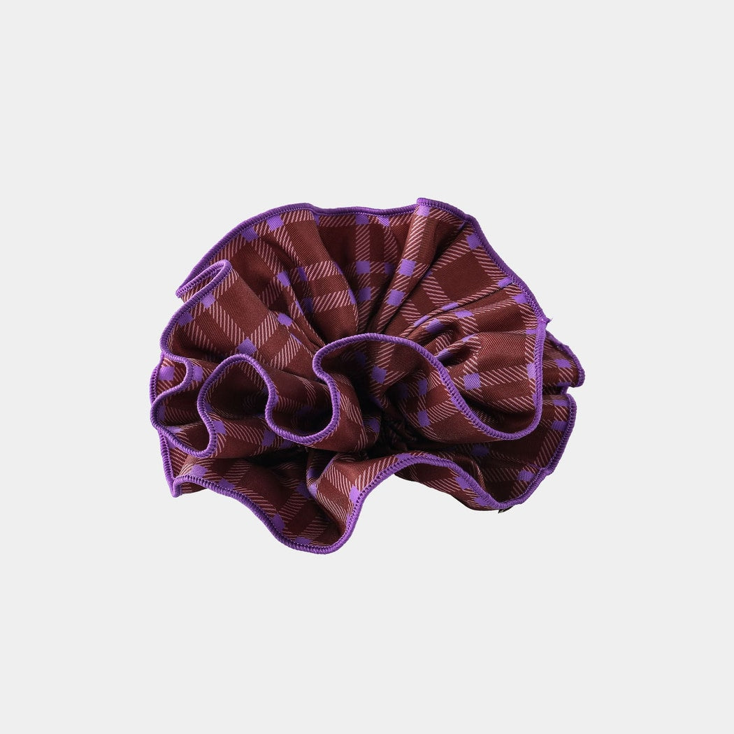 Gifty - Purple Checked Pattern Ruffle Scrunchie