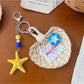 Keypus - Tropical Flower Starfish Fan Shape Keychain
