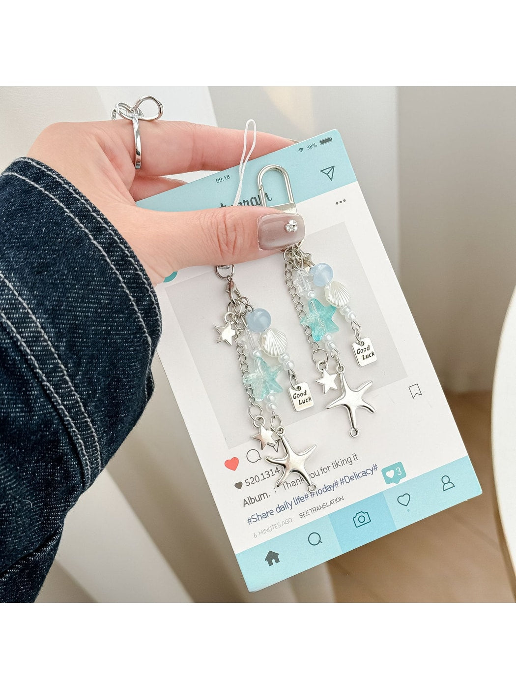 Keypus - Geometric Starfish Phone Charm Keychain