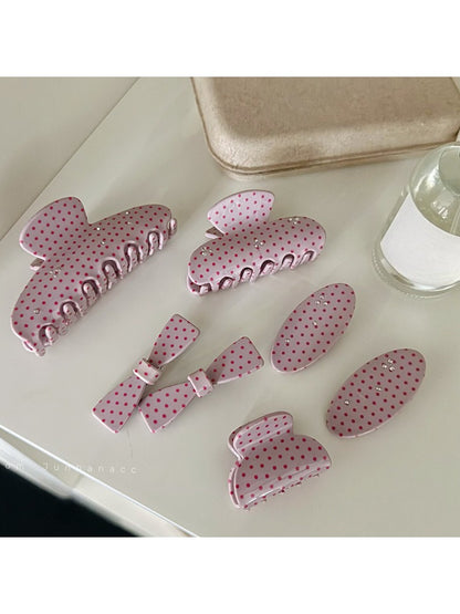 Beau - Pink Polka Dot Hair Claw Clip