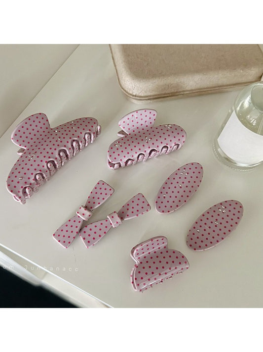 Beau - Pink Polka Dot Hair Claw Clip