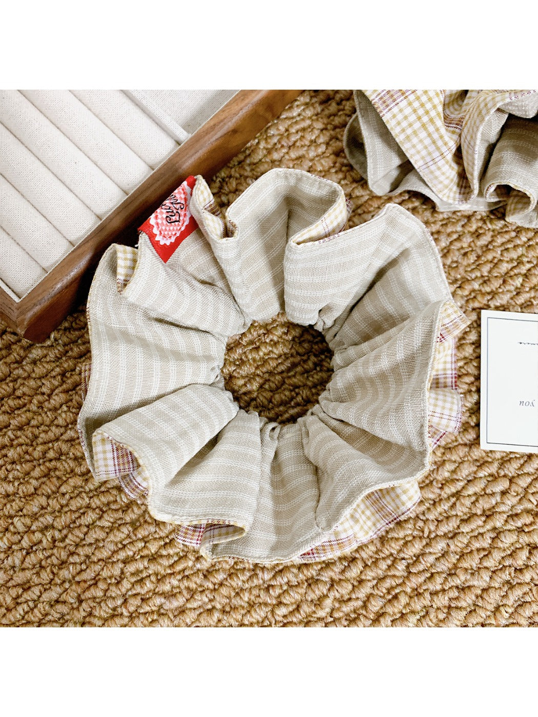 Gifty - Grace Khaki Plaid Hair Ring