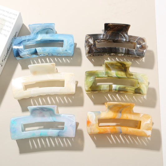 Beau - Marble Pattern PS Rectangular Hair Claw Clip