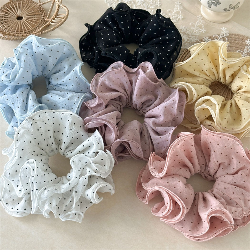 Gifty - Ruffled Polka Dot Polyester Scrunchie