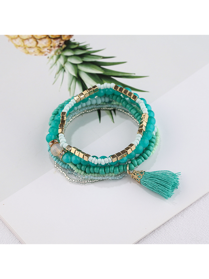 Lovra - Bohemian Layered Tassel Pendant Bracelet
