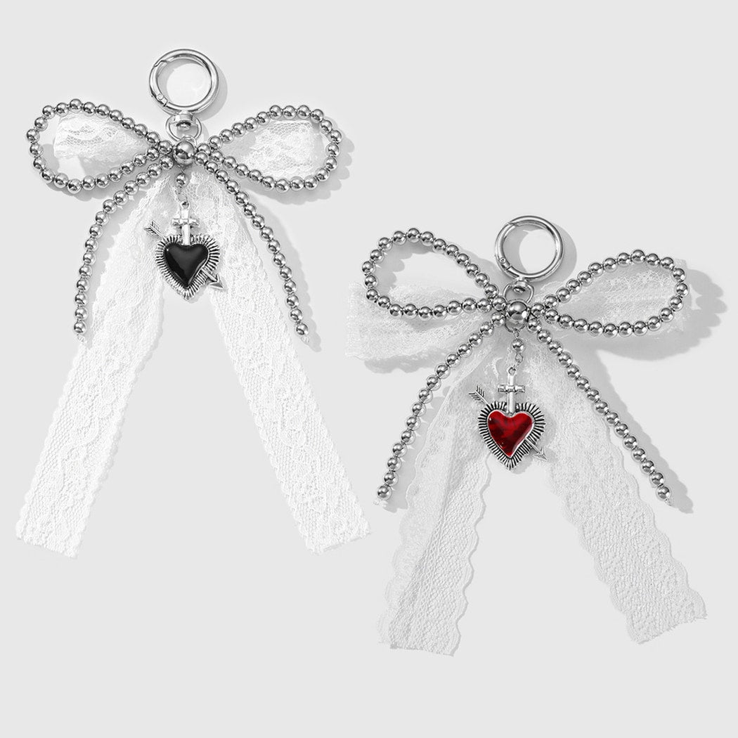 Keypus - Y2K Lace Bow Heart Cross Keychain