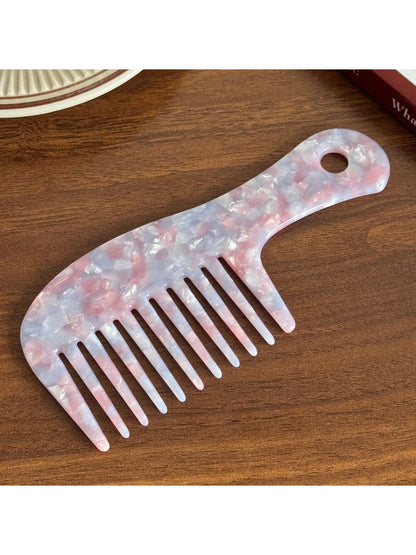 Camerow - Chic Long Handle Comb Wide Tooth Design Acetate